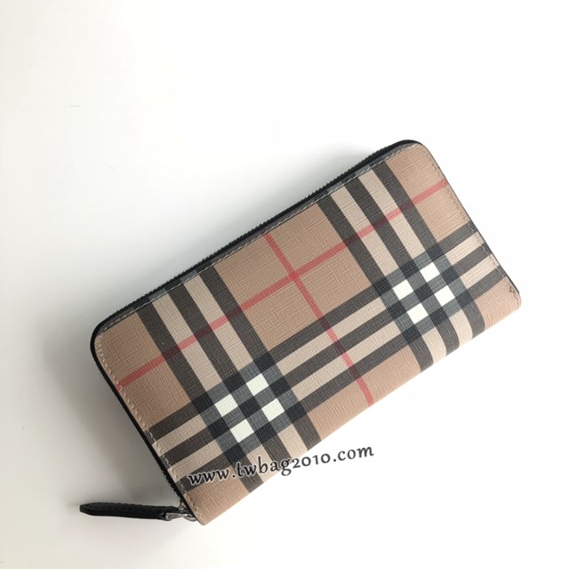 Burberry專門店新款錢包 巴寶莉Vintage格紋環保帆布全拉鏈錢夾 yxb1317